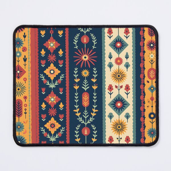 Item preview, Vertical Stripes Pattern with Geometric Floral Boho Motif designed and sold by Prints and Lifestyle.
