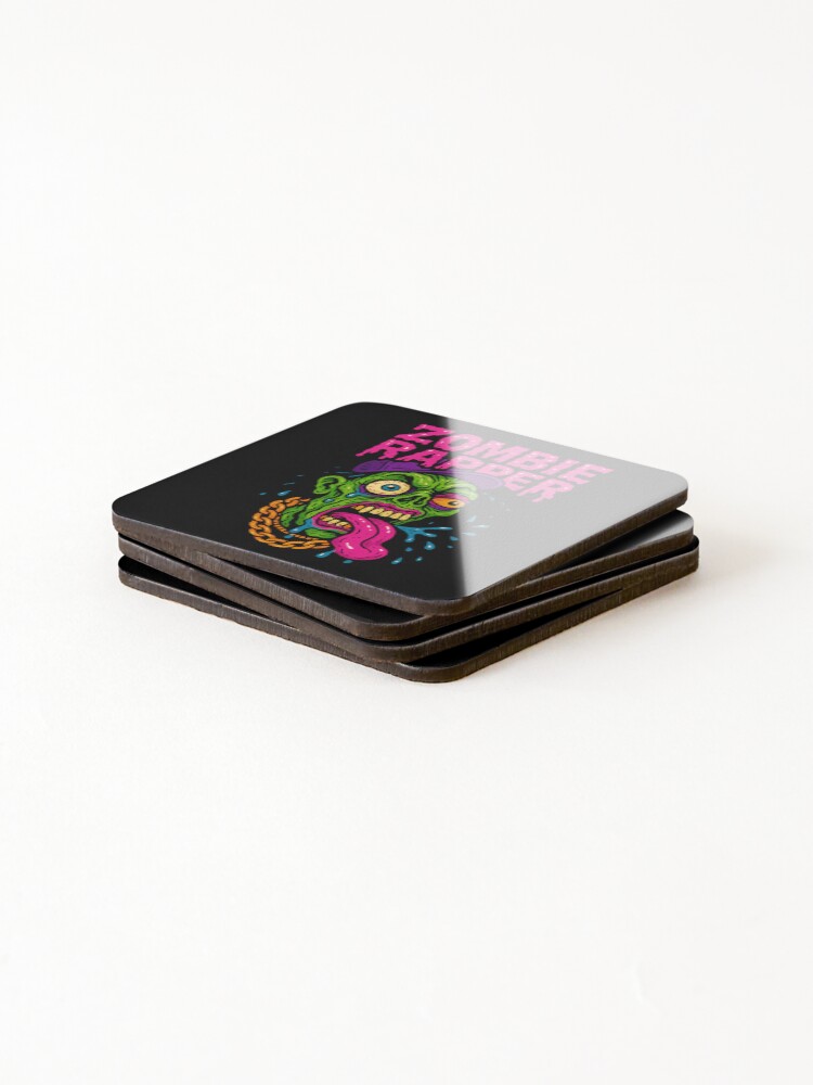 Thumbnail 4 of 5, Coasters (Set of 4), Zombie Rapper designed and sold by PinkGreenNeon.