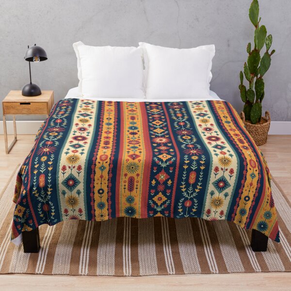 Item preview, Vertical Stripes Pattern with Geometric Floral Boho Motif designed and sold by Prints and Lifestyle.