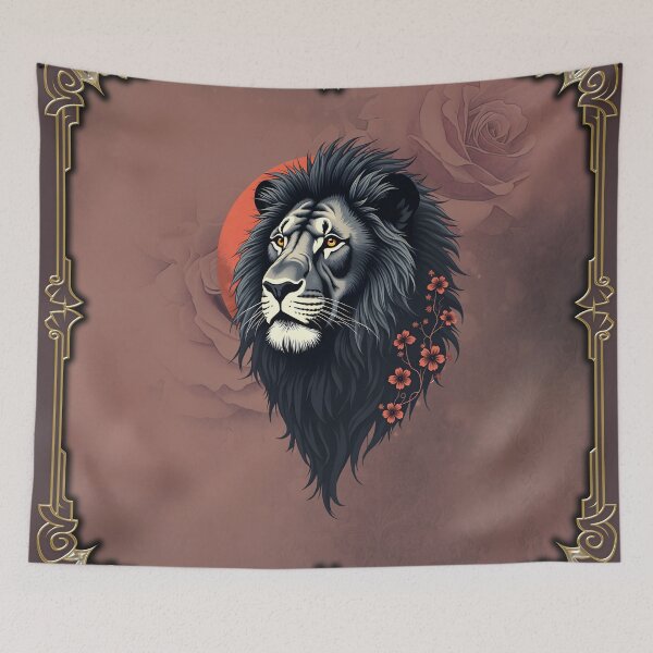 Item preview, Strength and delicacy united, a black lion in golden light designed and sold by nicky2342.