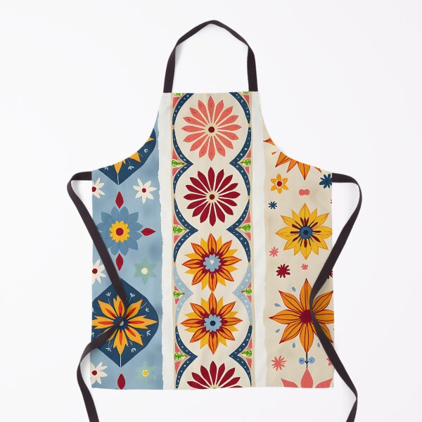 Item preview, Vertical Stripes Pattern with Geometric Floral Boho Motif designed and sold by Prints and Lifestyle.