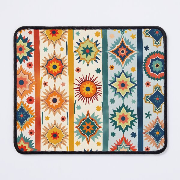 Item preview, Vertical Stripes Pattern with Geometric Floral Boho Motif designed and sold by Prints and Lifestyle.