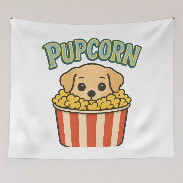 Item preview, Pupcorn – Cute Dog in Popcorn Bucket Pet Typography Design designed and sold by PetSoulPrints.