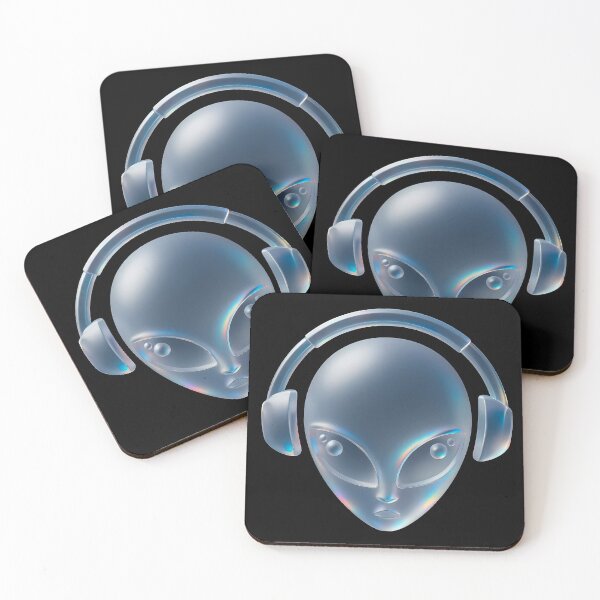 Item preview, Prismatic Alien Head with Headphones – Holographic Glass Style Sci-Fi Art designed and sold by H Jonas.