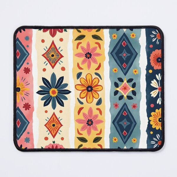 Item preview, Vertical Stripes Pattern with Geometric Floral Boho Motif designed and sold by Prints and Lifestyle.
