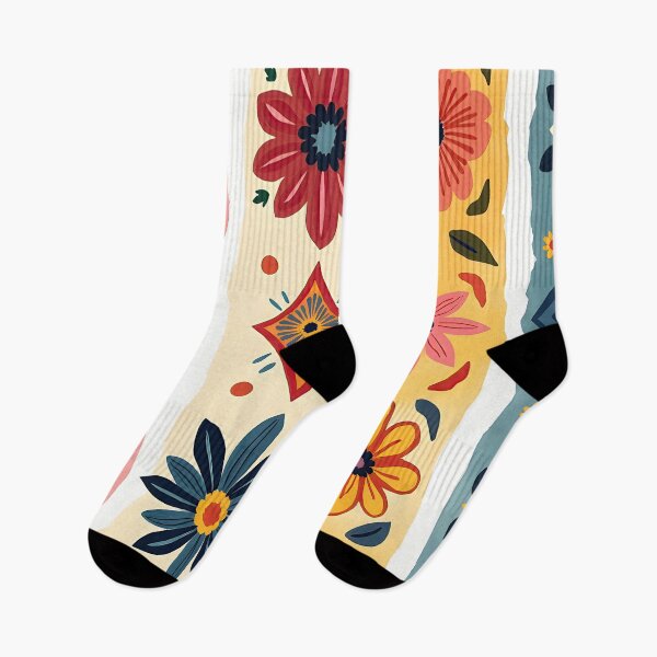 Item preview, Vertical Stripes Pattern with Geometric Floral Boho Motif designed and sold by Prints and Lifestyle.