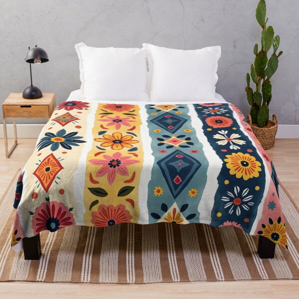 Item preview, Vertical Stripes Pattern with Geometric Floral Boho Motif designed and sold by Prints and Lifestyle.