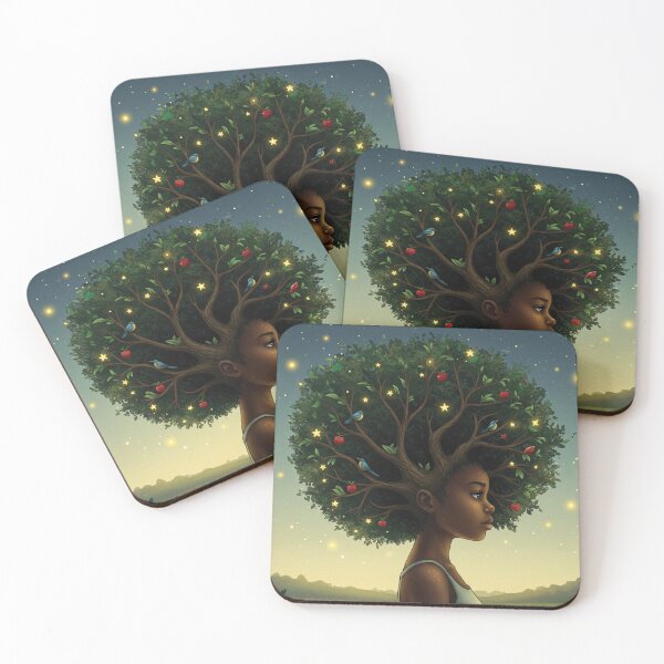 Item preview, Roots and Crown – Black Girl Tree Hair Art designed and sold by Afrobood.