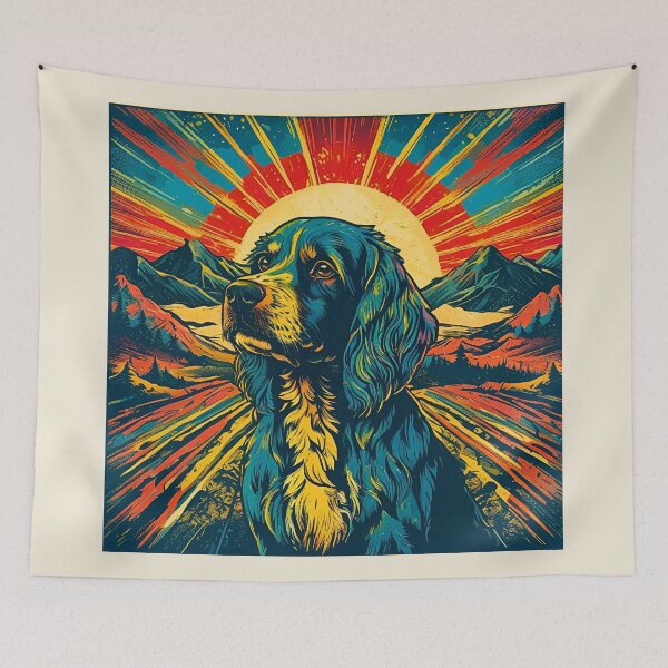 Item preview, Cavapoo Retro Mountain Sunset – Vintage Dog Lover Aesthetic designed and sold by Fredster1966.