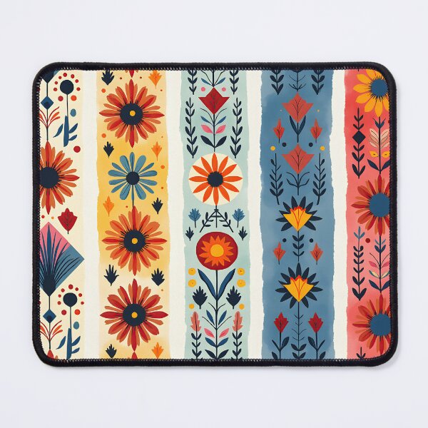 Item preview, Vertical Stripes Pattern with Geometric Floral Boho Motif designed and sold by Prints and Lifestyle.