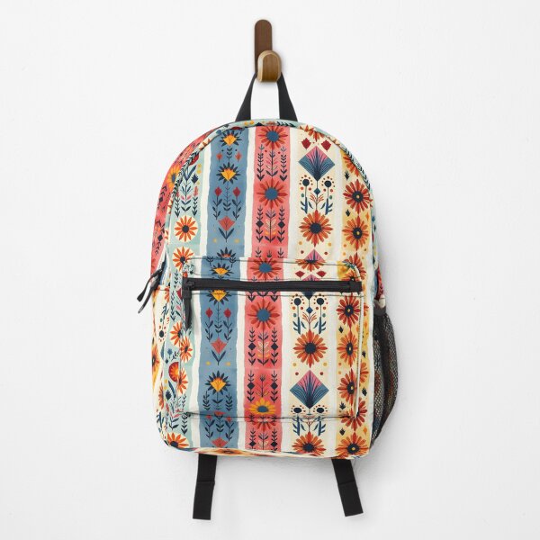 Item preview, Vertical Stripes Pattern with Geometric Floral Boho Motif designed and sold by Prints and Lifestyle.