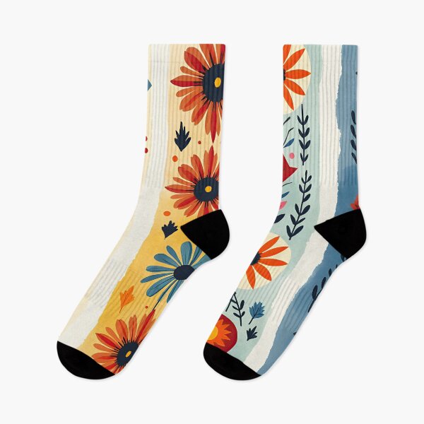 Item preview, Vertical Stripes Pattern with Geometric Floral Boho Motif designed and sold by Prints and Lifestyle.