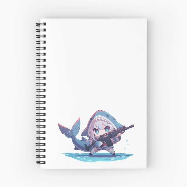 Item preview, Cute Shark Girl Chibi with Gun Anime Style Warrior designed and sold by TypeSenpai99.