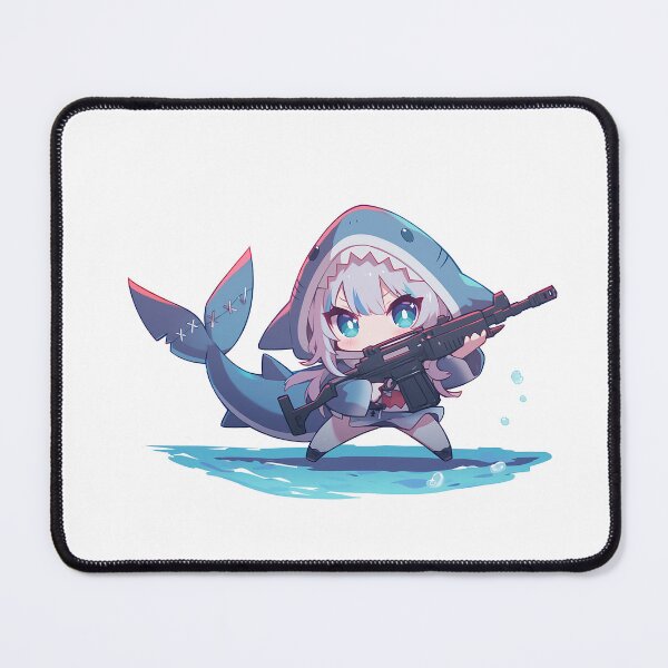 Item preview, Cute Shark Girl Chibi with Gun Anime Style Warrior designed and sold by TypeSenpai99.
