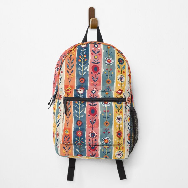 Item preview, Vertical Stripes Pattern with Geometric Floral Boho Motif designed and sold by Prints and Lifestyle.