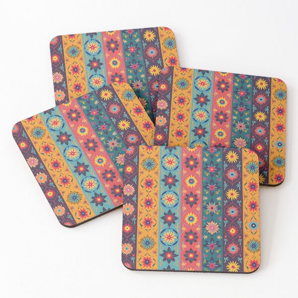 Item preview, Vertical Stripes Pattern with Geometric Floral Boho Motif designed and sold by Prints and Lifestyle.