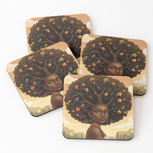 Item preview, “Tree of Life Within Her – Magical Afro Girl Illustration” designed and sold by Afrobood.