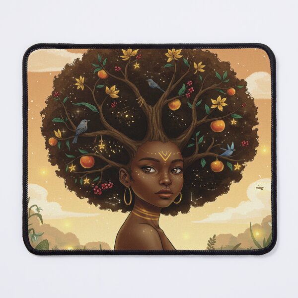Item preview, “Tree of Life Within Her – Magical Afro Girl Illustration” designed and sold by Afrobood.