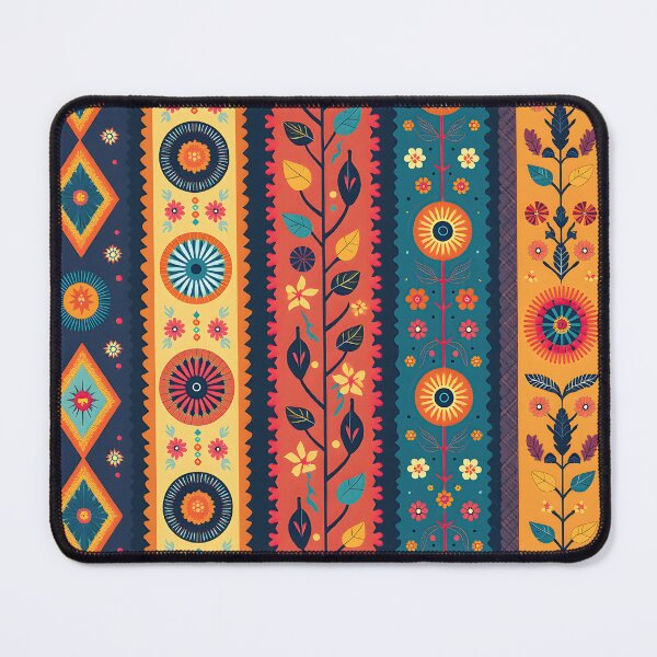 Item preview, Vertical Stripes Pattern with Geometric Floral Boho Motif designed and sold by Prints and Lifestyle.