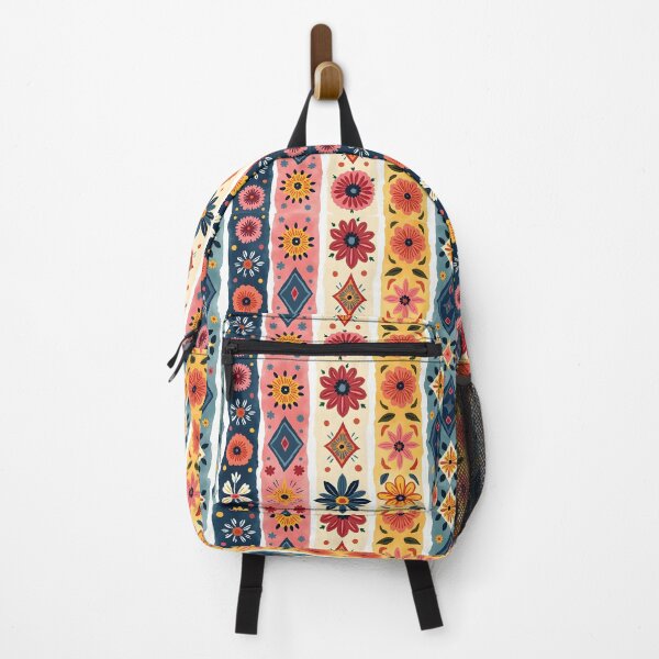 Item preview, Vertical Stripes Pattern with Geometric Floral Boho Motif designed and sold by Prints and Lifestyle.