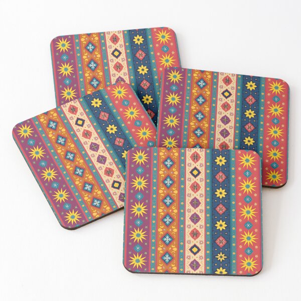 Item preview, Vertical Stripes Pattern with Geometric Floral Boho Motif designed and sold by Prints and Lifestyle.