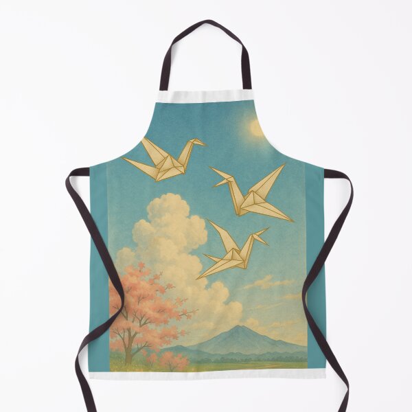 Item preview, Golden Origami Cranes in Spring Sky – Mt. Iwate and Cherry Blossoms designed and sold by TokyoBloomworks.