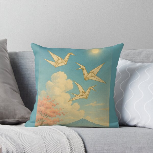Item preview, Golden Origami Cranes in Spring Sky – Mt. Iwate and Cherry Blossoms designed and sold by TokyoBloomworks.
