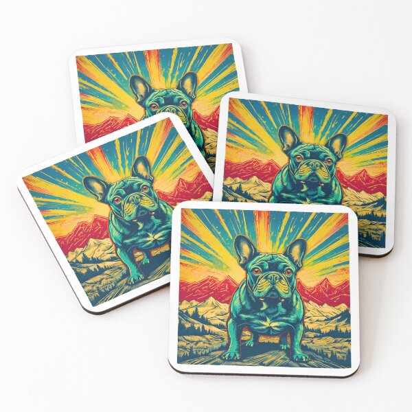 Item preview, French Bulldog Retro Mountain Sunset Design – Vintage Dog Art for Frenchie Lovers designed and sold by Fredster1966.