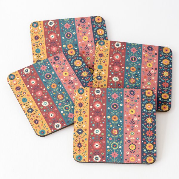 Item preview, Vertical Stripes Pattern with Geometric Floral Boho Motif designed and sold by Prints and Lifestyle.
