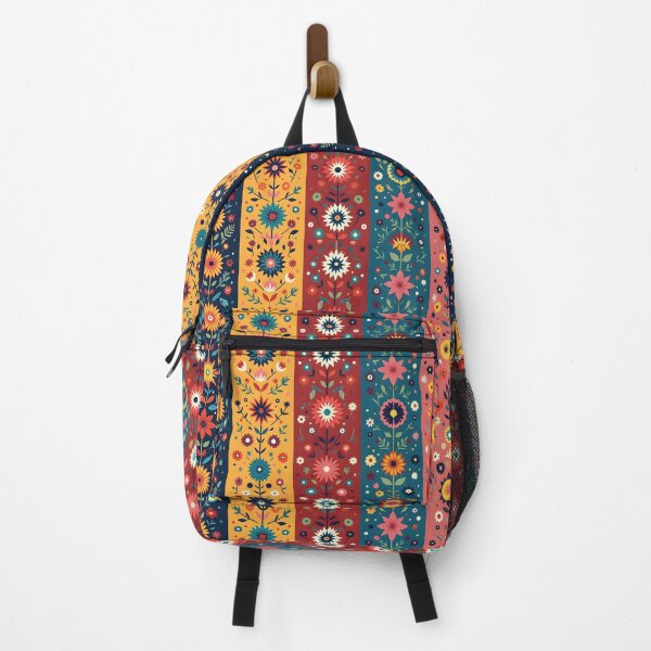 Item preview, Vertical Stripes Pattern with Geometric Floral Boho Motif designed and sold by Prints and Lifestyle.