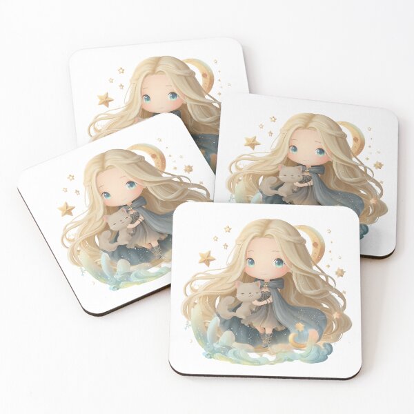 Item preview, Freyja the Norse Cat Goddess – Chibi Moonlight Fantasy Art designed and sold by GoldenChiArt.