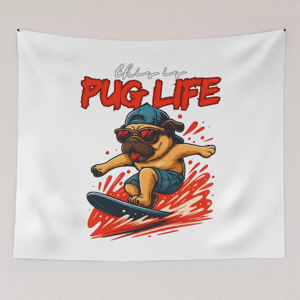 Item preview, This is Pug Life – Cool Surfing Dog Typography Design designed and sold by PetSoulPrints.