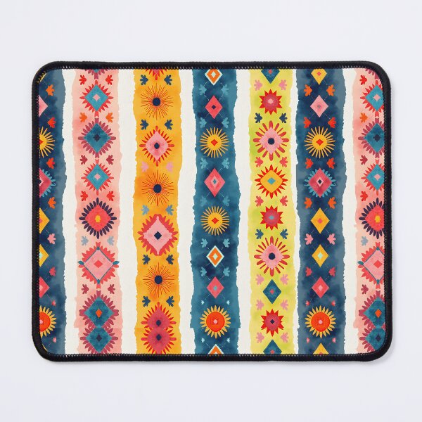 Item preview, Vertical Stripes Pattern with Geometric Floral Boho Motif designed and sold by Prints and Lifestyle.
