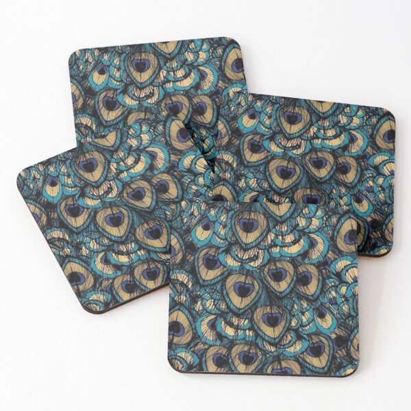 Item preview, Peacock feather design in blue colors designed and sold by Stickerlion.