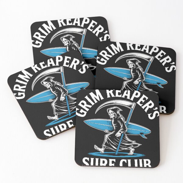 Item preview, Grim Reapers Surf Club Halloween Skeleton Surfboard Surfer designed and sold by Sea4Adventures.