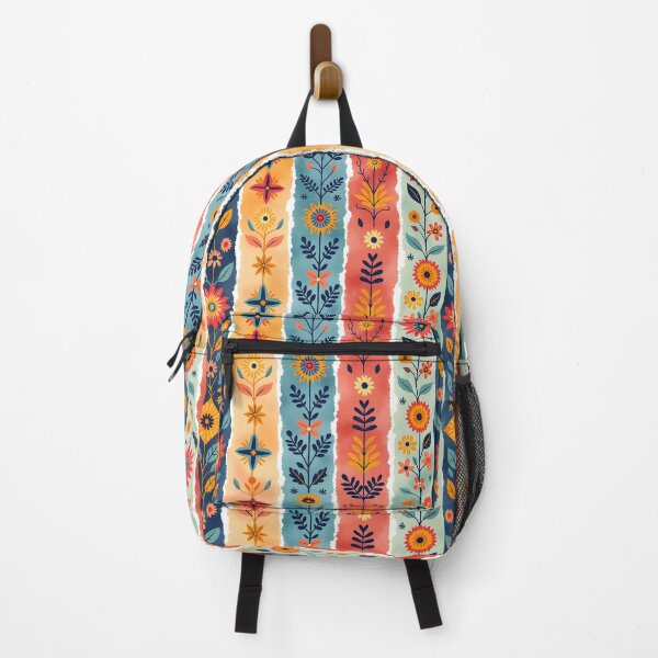 Item preview, Vertical Stripes Pattern with Geometric Floral Boho Motif designed and sold by Prints and Lifestyle.