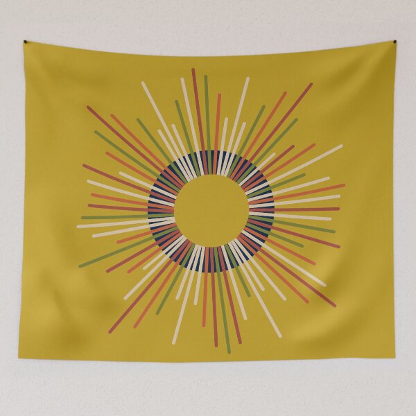 Item preview, Mid Century Modern Sunburst Sun on Mustard designed and sold by kierkegaard.