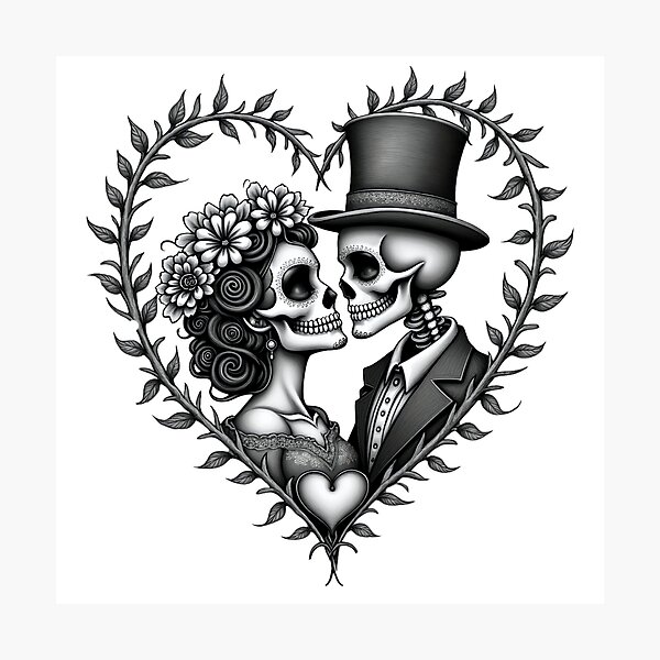 Item preview, sugar skull love couple designed and sold by a2zbuyshop.
