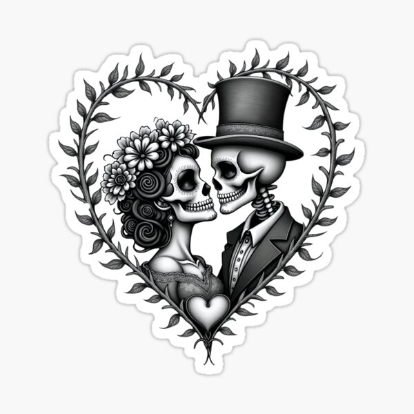 Item preview, pareja de enamorados con calaveras de azúcar designed and sold by a2zbuyshop.