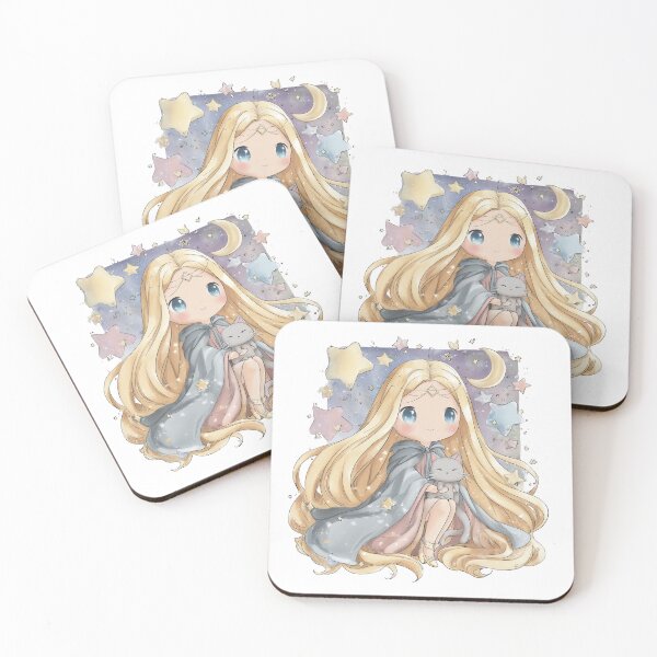 Item preview, Celestial Freyja – Norse Cat Goddess in Magical Chibi Style designed and sold by GoldenChiArt.