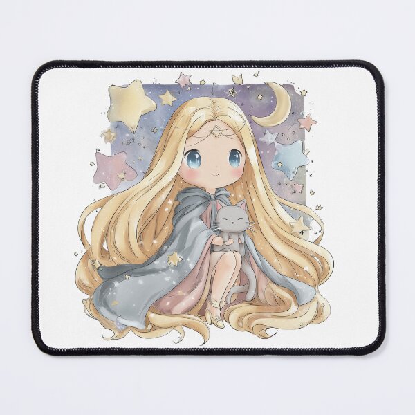 Item preview, Celestial Freyja – Norse Cat Goddess in Magical Chibi Style designed and sold by GoldenChiArt.