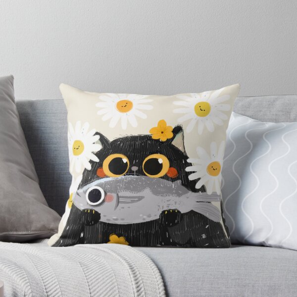 Item preview, Gato negro con su pez favorito designed and sold by lisasaputra.