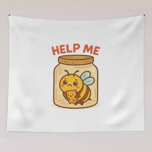 Item preview, Help Me – Sad Bee in a Jar Illustration designed and sold by Lacritsa .