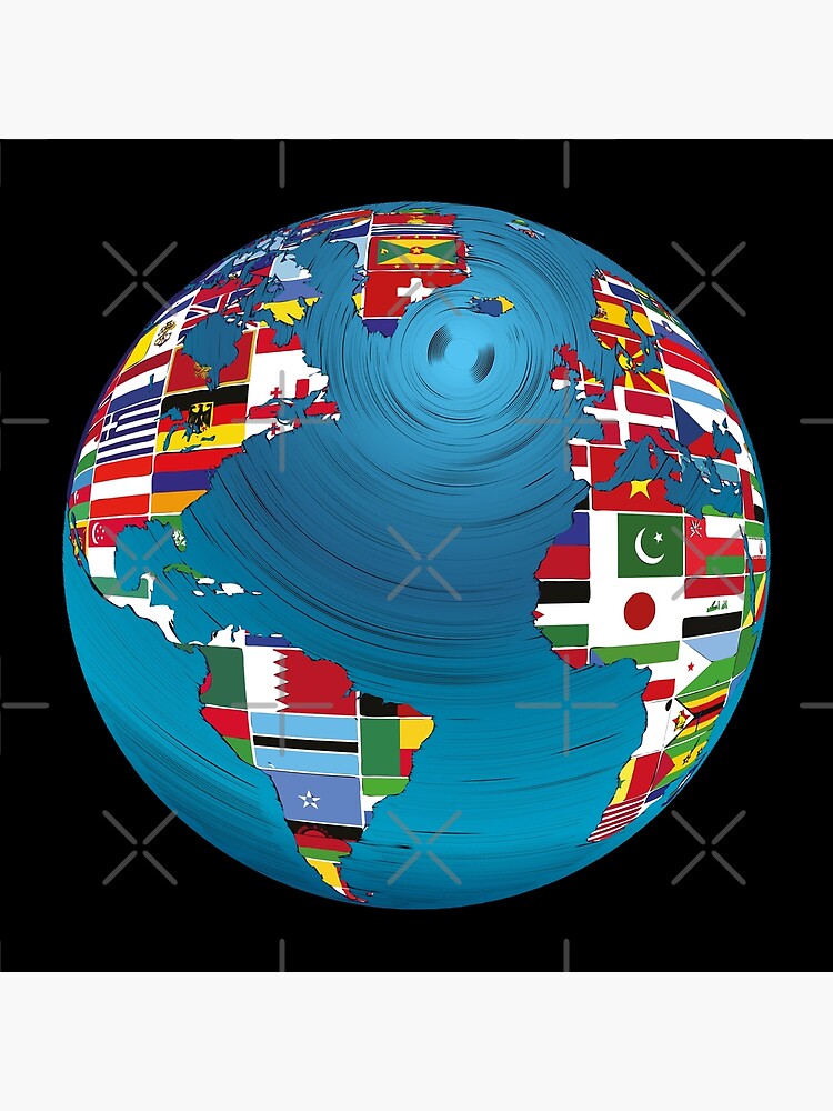 World Map Globe Earth Globe Country Flags Continents Poster By