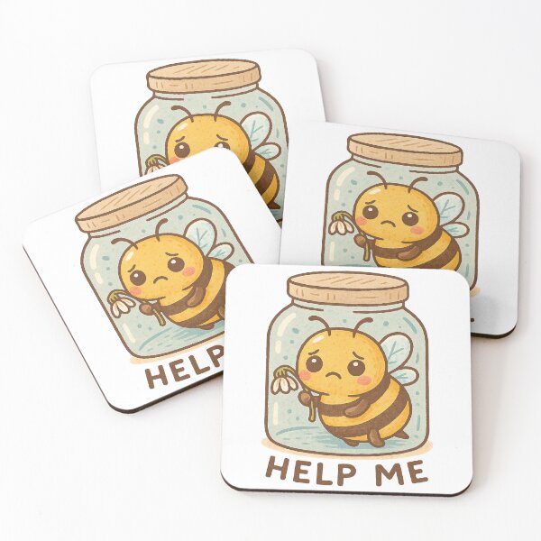 Item preview, Help Me – Sad Bee with a Wilted Flower in a Jar designed and sold by Lacritsa .