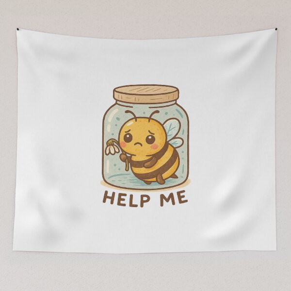 Item preview, Help Me – Sad Bee with a Wilted Flower in a Jar designed and sold by Lacritsa .