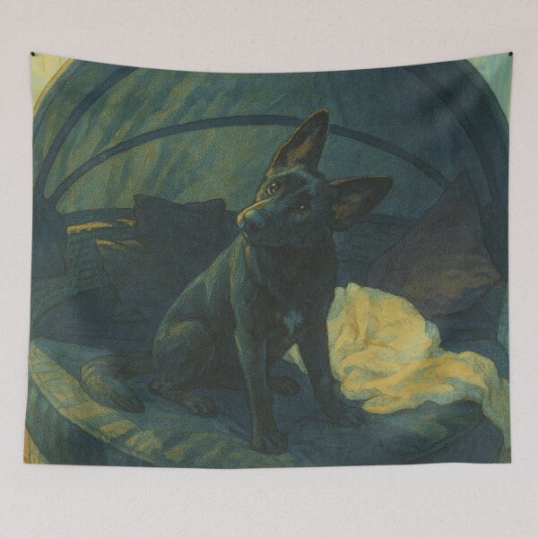 Item preview, Black Shephard on couch designed and sold by PixelStorage.