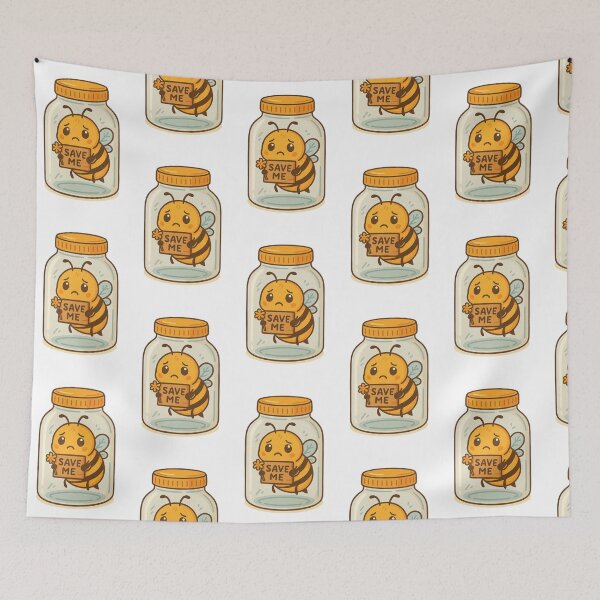 Item preview, Save Me – Cute Bee in Jar with Protest Sign designed and sold by Lacritsa .