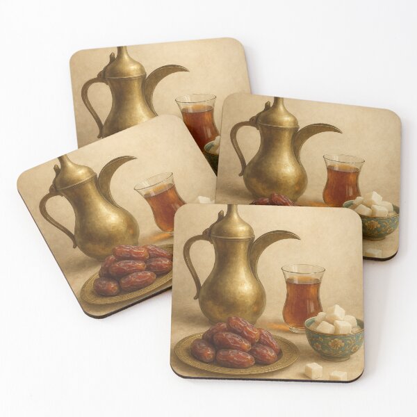 Item preview, Traditional Arabic Tea Set – Dallah, Dates & Sugar Still Life designed and sold by IZZATH.