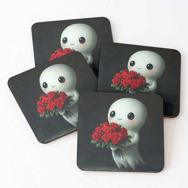 Item preview, Cute Ghost with Red Roses – Oil Painting Style designed and sold by Prineternus.